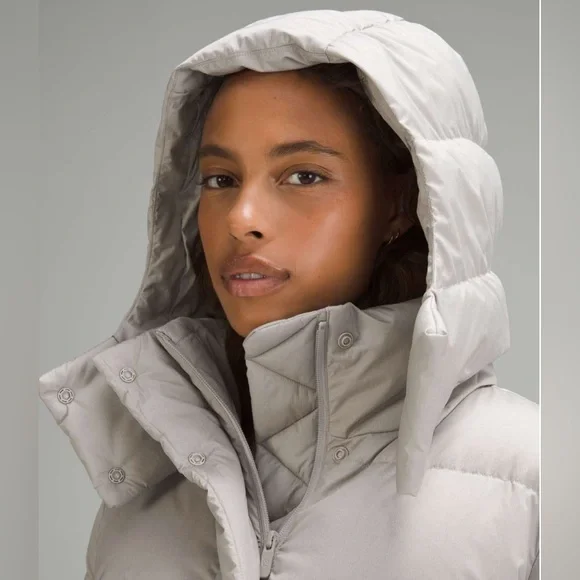 PERFECT CONDITION lululemon cropped wunder puff heathered natural ivory - Picture 2 of 9